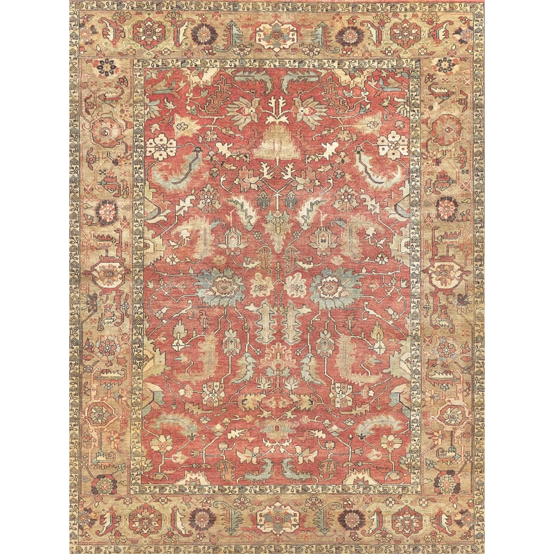 Antique Weave Serapi Hand-Knotted New Zealand Wool Rust/Gold 10'x14' Area Rug