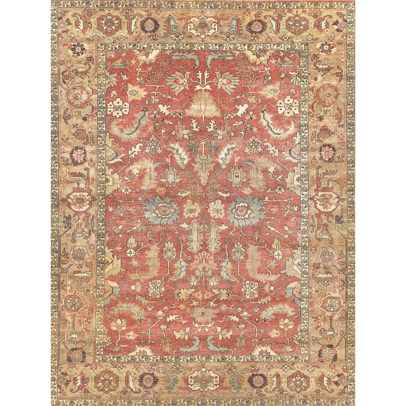 Antique Weave Serapi Hand-Knotted New Zealand Wool Rust/Gold 14'x18' Area Rug