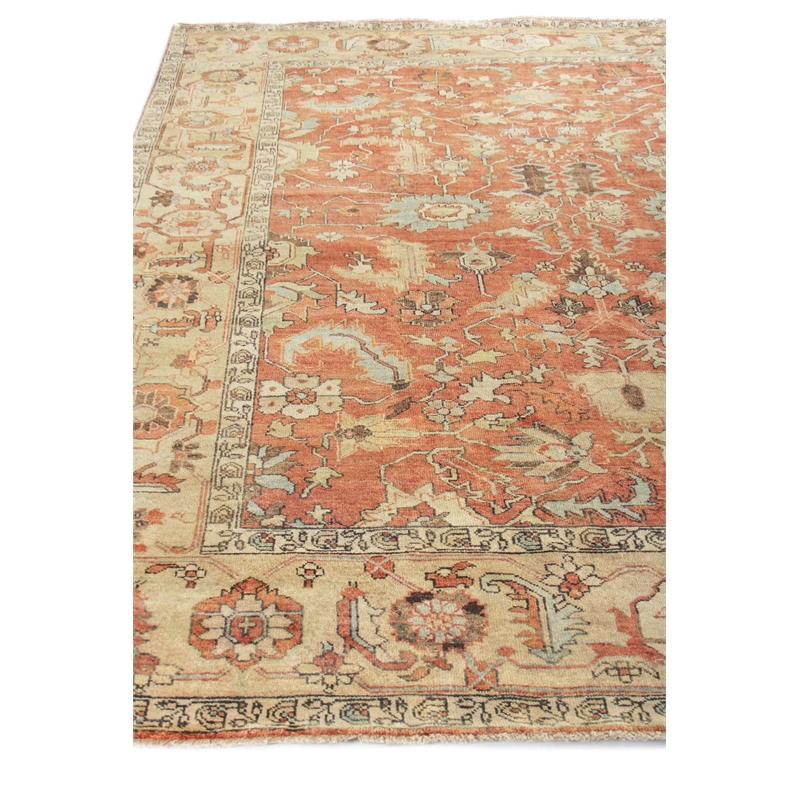 Antique Weave Serapi Hand-Knotted New Zealand Wool Rust/Gold 6'x9' Area Rug