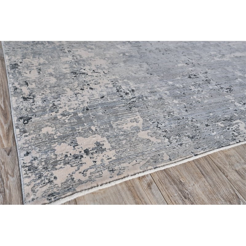 Aspirations Power Loom Polyester/Acrylic Gray/Blue 9'x12' Area Rug