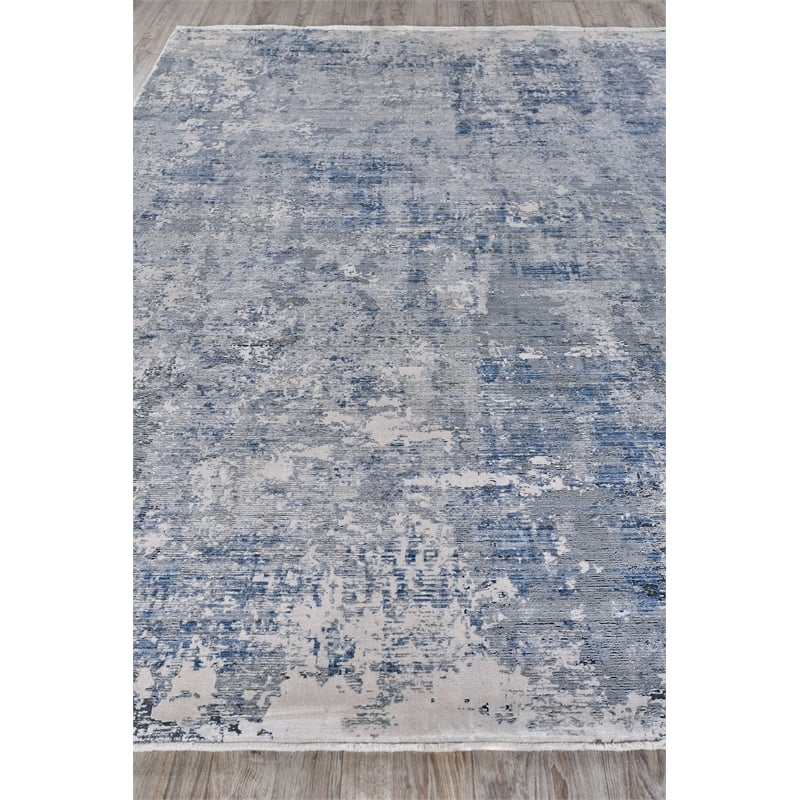 Aspirations Power Loom Polyester/Acrylic Gray/Blue 9'x12' Area Rug