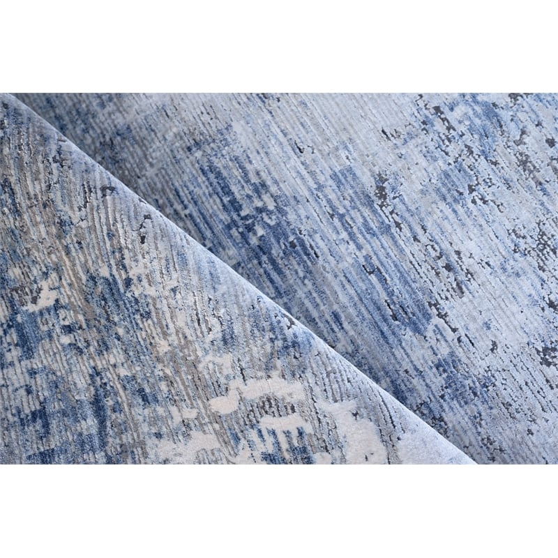 Aspirations Power Loom Polyester/Acrylic Gray/Blue 9'x12' Area Rug