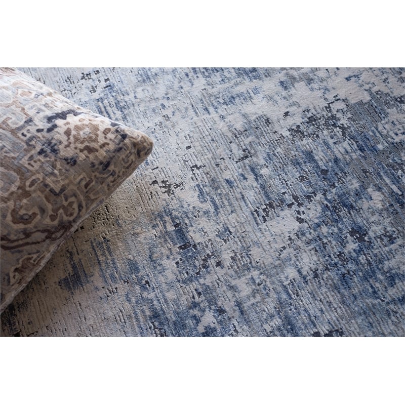 Aspirations Power Loom Polyester/Acrylic Gray/Blue 9'x12' Area Rug