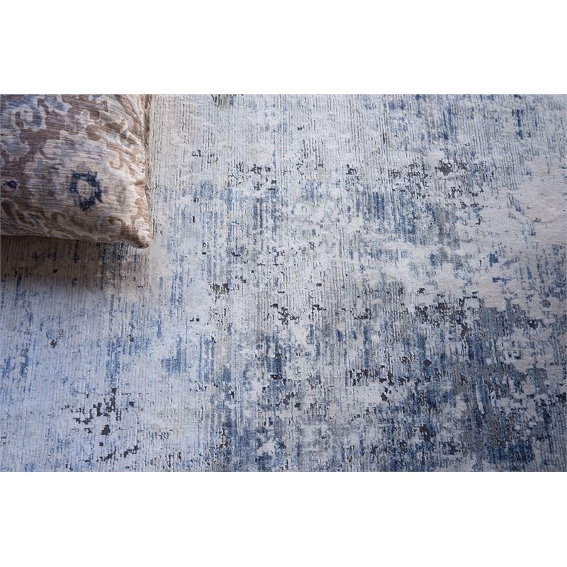 Aspirations Power Loom Polyester/Acrylic Gray/Blue 9'x12' Area Rug