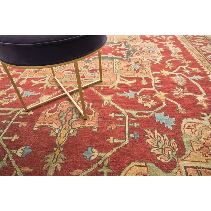 Antique Weave Serapi Hand-Knotted New Zealand Wool Red 9'x12' Area Rug