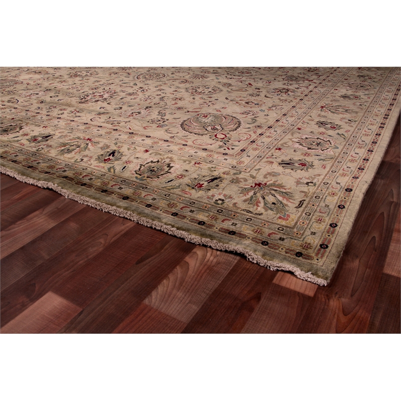 Antique Weave Sultanabad Hand-Knotted New Zealand Wool Green 15'x20' Area Rug