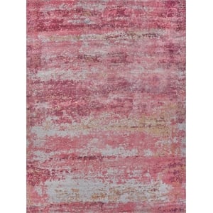 Antolini Handloomed Bamboo Silk Red/Gray 10'x14' Area Rug