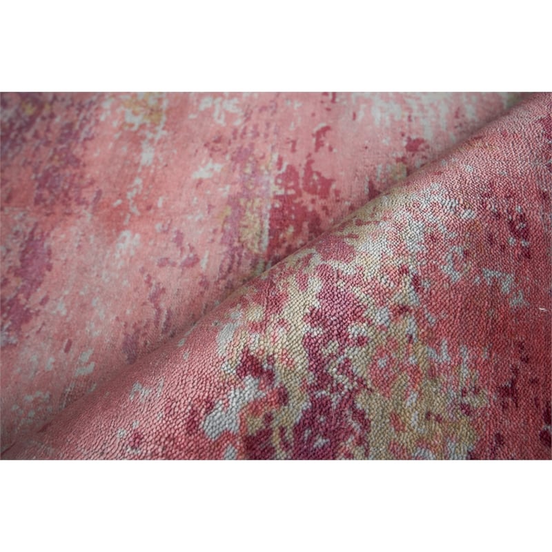 Antolini Handloomed Bamboo Silk Red/Gray 12'x15' Area Rug