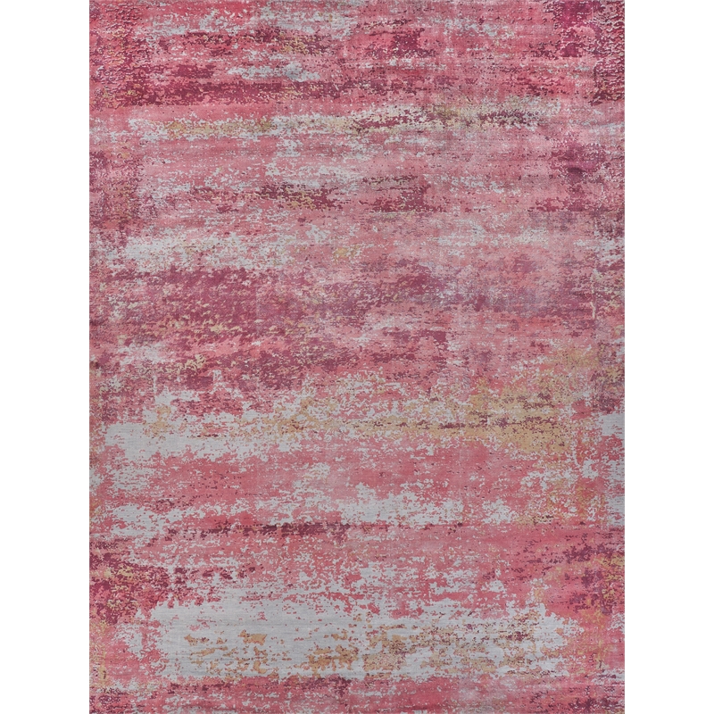 Antolini Handloomed Bamboo Silk Red/Gray 12'x15' Area Rug
