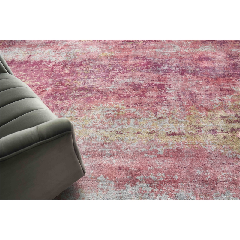 Antolini Handloomed Bamboo Silk Red/Gray 8'x10' Area Rug