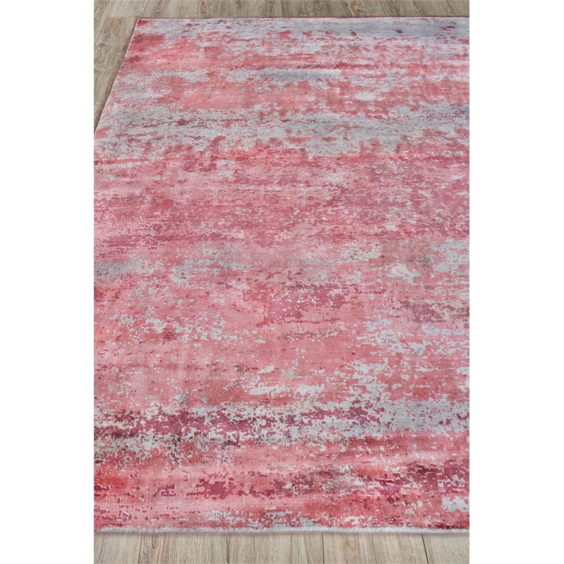 Antolini Handloomed Bamboo Silk Red/Gray 9'x12' Area Rug