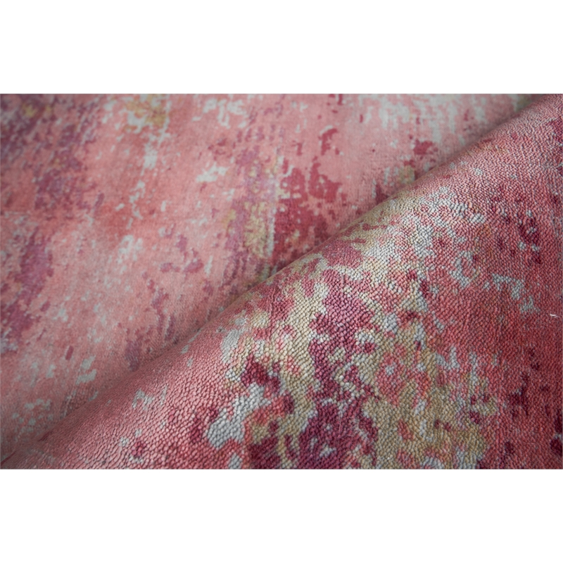 Antolini Handloomed Bamboo Silk Red/Gray 9'x12' Area Rug
