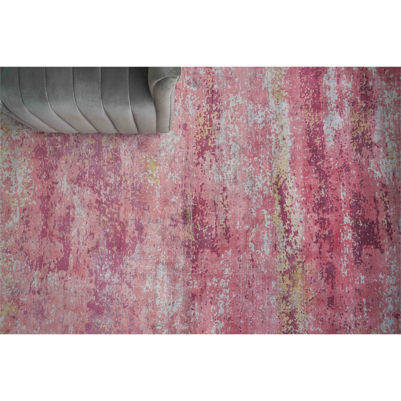 Antolini Handloomed Bamboo Silk Red/Gray 9'x12' Area Rug