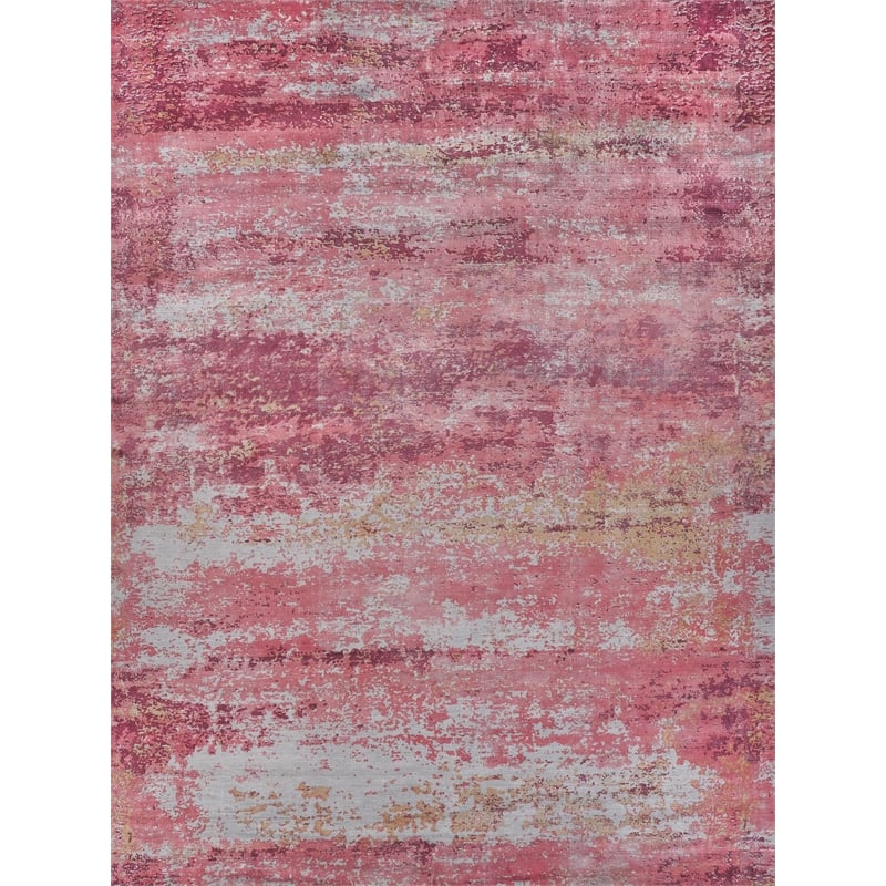 Antolini Handloomed Bamboo Silk Red/Gray 9'x12' Area Rug