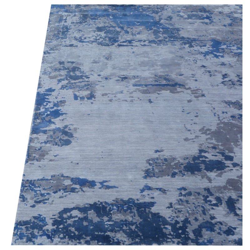 Antolini Handloomed Bamboo Silk Blue/Silver 8'x10' Area Rug