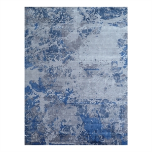 Antolini Handloomed Bamboo Silk Blue/Silver 8'x10' Area Rug