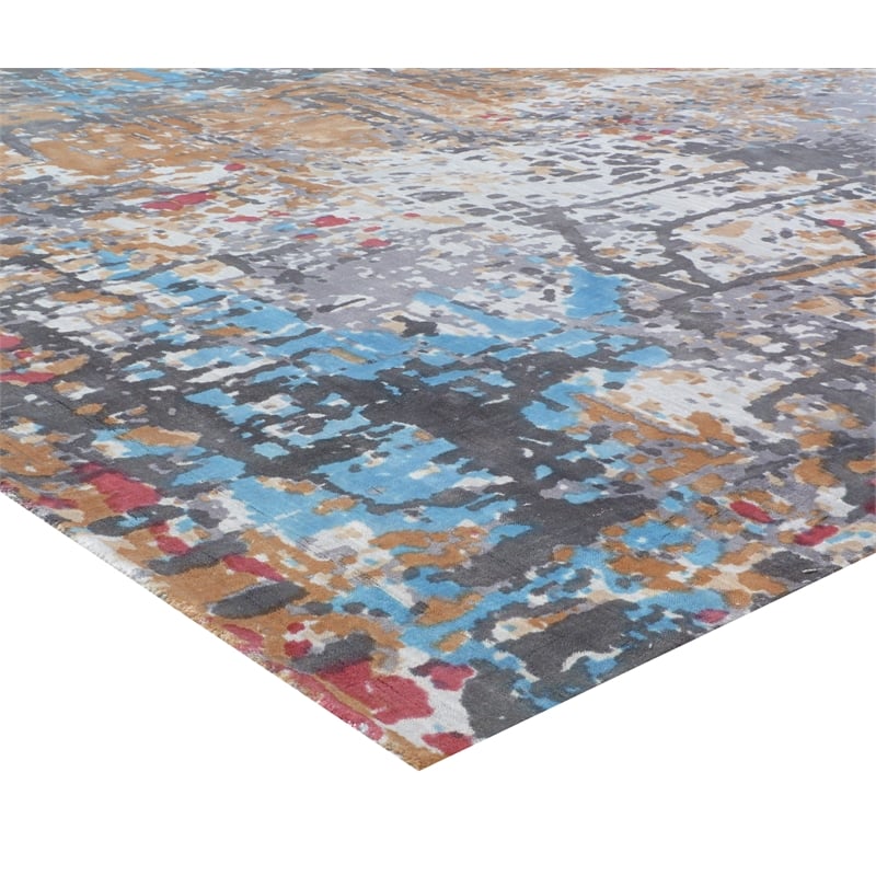 Antolini Handloomed Bamboo Silk Gray 8'x10' Area Rug
