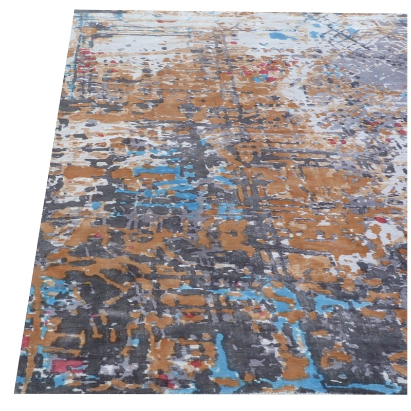 Antolini Handloomed Bamboo Silk Gray 8'x10' Area Rug