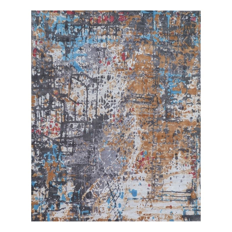 Antolini Handloomed Bamboo Silk Gray 8'x10' Area Rug