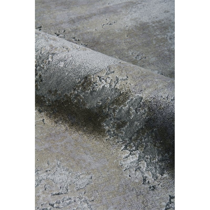 Antolini Handloomed Bamboo Silk Silver/Multi 8'x10' Area Rug