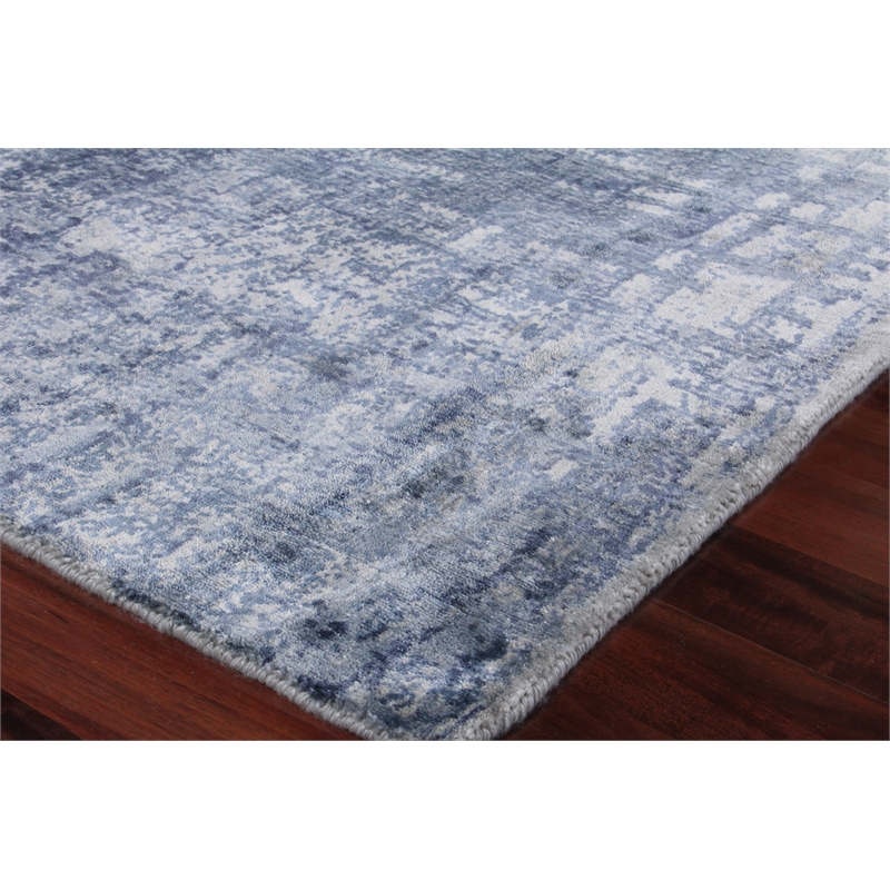 Antolini Handloomed Bamboo Silk Blue/Ivory/Gray 10'x14' Area Rug