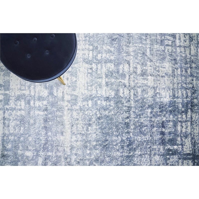 Antolini Handloomed Bamboo Silk Blue/Ivory/Gray 12'x15' Area Rug