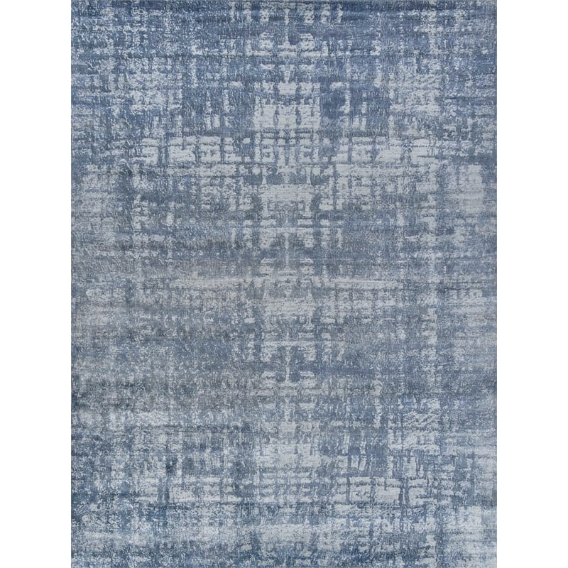 Antolini Handloomed Bamboo Silk Blue/Ivory/Gray 12'x15' Area Rug