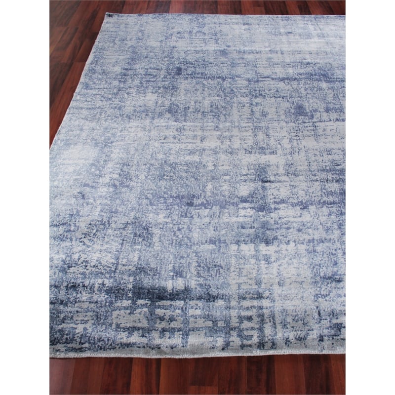 Antolini Handloomed Bamboo Silk Blue/Ivory/Gray 6'x9' Area Rug