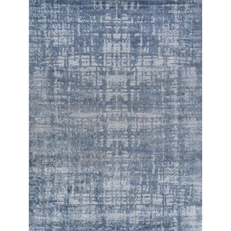 Antolini Handloomed Bamboo Silk Blue/Ivory/Gray 6'x9' Area Rug