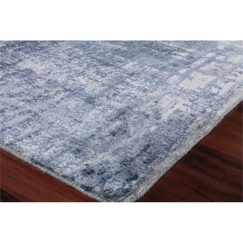 Antolini Handloomed Bamboo Silk Blue/Ivory/Gray 9'x12' Area Rug