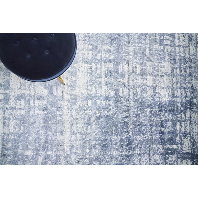 Antolini Handloomed Bamboo Silk Blue/Ivory/Gray 9'x12' Area Rug