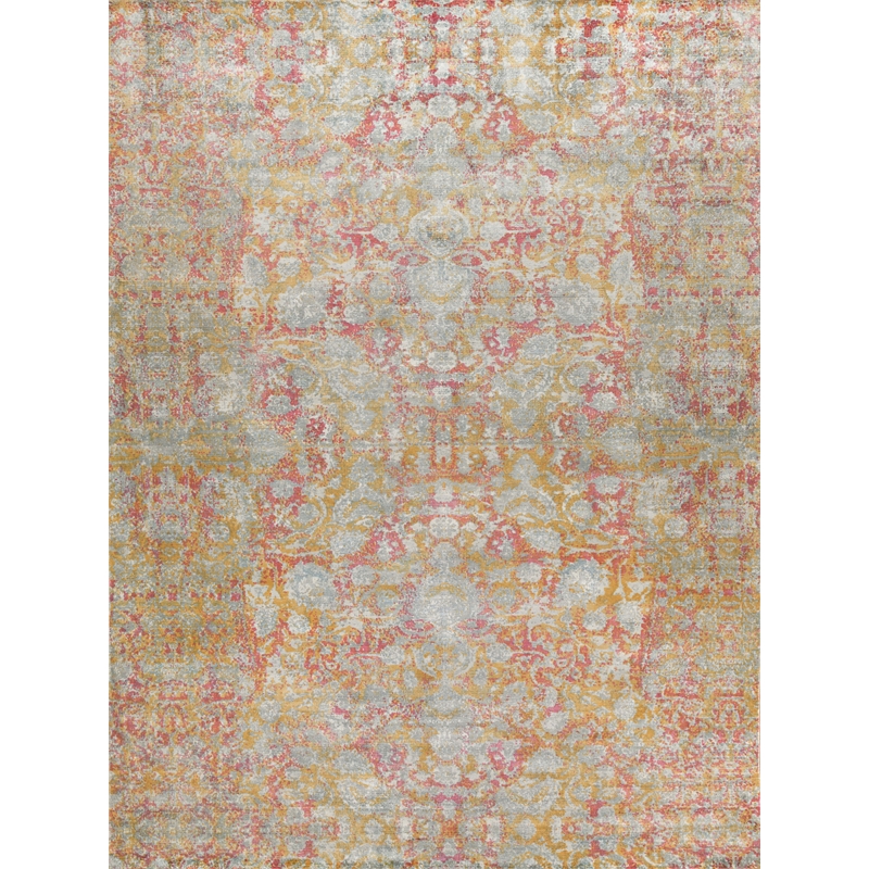 Antolini Handloomed Bamboo Silk Gray/Rust/Gold 10'x14' Area Rug