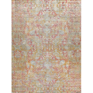 Antolini Handloomed Bamboo Silk Gray/Rust/Gold 10'x14' Area Rug