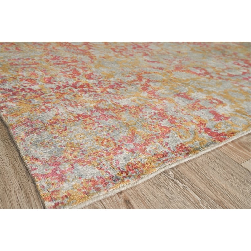 Antolini Handloomed Bamboo Silk Gray/Rust/Gold 9'x12' Area Rug
