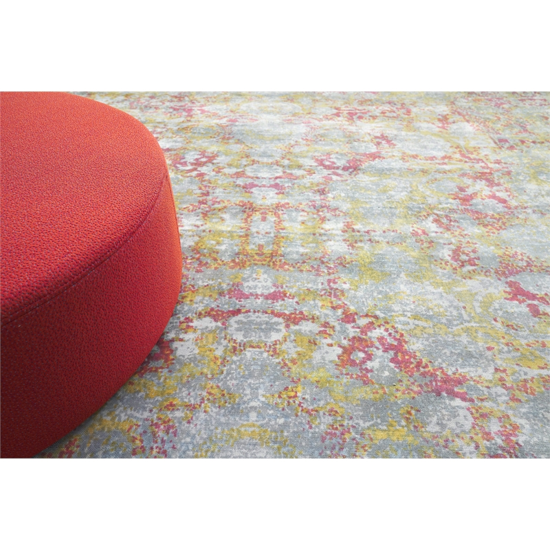 Antolini Handloomed Bamboo Silk Gray/Rust/Gold 9'x12' Area Rug