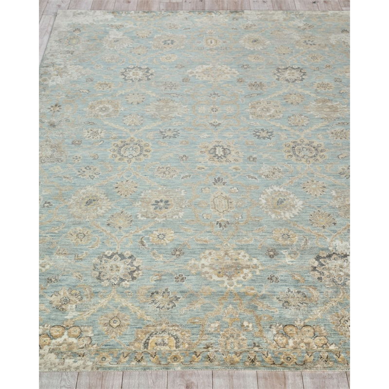 Artisan Power Loom Wool/Nylon Light Blue 4'x6' Area Rug