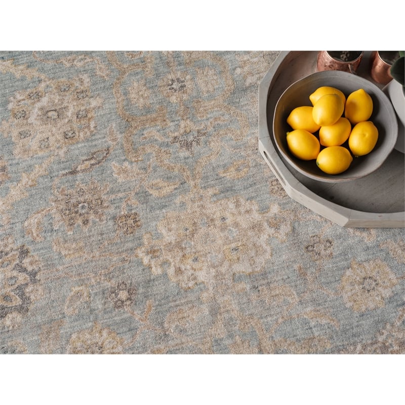Artisan Power Loom Wool/Nylon Light Blue 4'x6' Area Rug