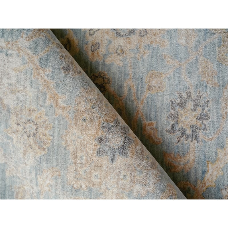 Artisan Power Loom Wool/Nylon Light Blue 9'x12' Area Rug