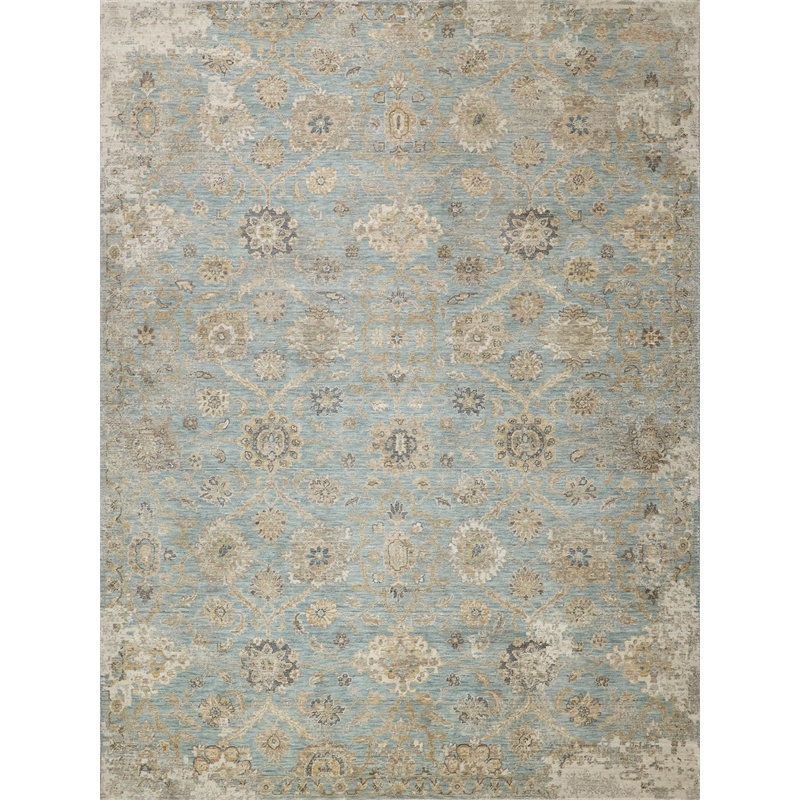 Artisan Power Loom Wool/Nylon Light Blue 9'x12' Area Rug