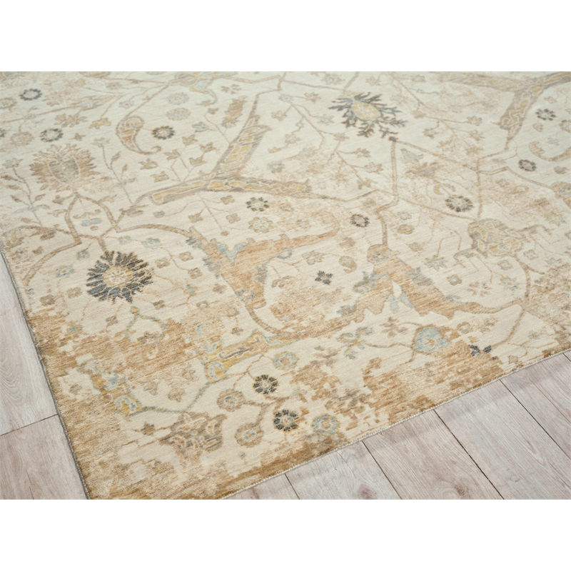 Artisan Power Loom Wool/Nylon Ivory 4'x6' Area Rug