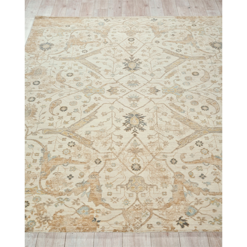 Artisan Power Loom Wool/Nylon Ivory 4'x6' Area Rug