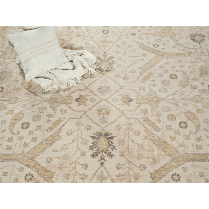 Artisan Power Loom Wool/Nylon Ivory 4'x6' Area Rug