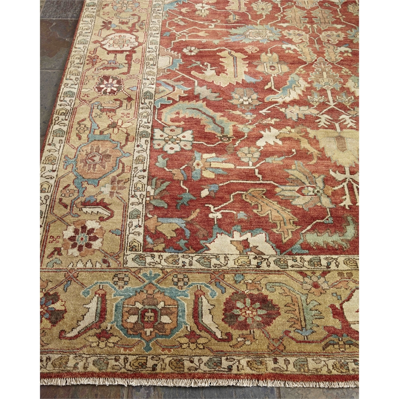 Antique Weave Serapi Hand-Knotted New Zealand Wool Rust/Gold 10'x14' Area Rug