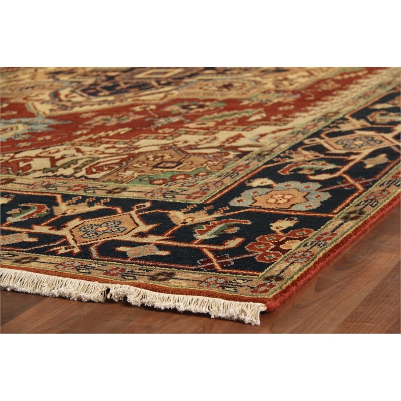 Antique Weave Serapi Hand-Knotted New Zealand Wool Rust/Navy 12'x18' Area Rug