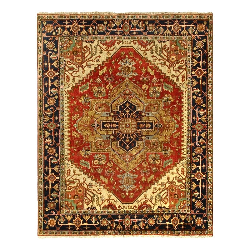 Antique Weave Serapi Hand-Knotted New Zealand Wool Rust/Navy 12'x18' Area Rug