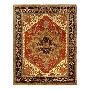 Antique Weave Serapi Hand-Knotted New Zealand Wool Rust/Navy 12'x18' Area Rug