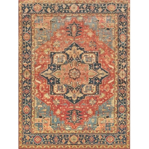 Antique Weave Serapi Hand-Knotted New Zealand Wool Red/Blue 12'x15' Area Rug