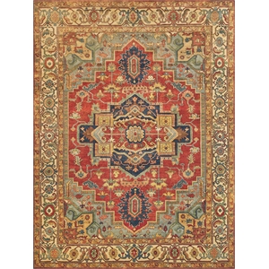 Antique Weave Serapi Hand-Knotted New Zealand Wool Red/Ivory 6'x9' Area Rug