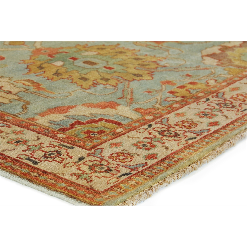 Antique Weave Serapi Hand-Knotted Wool Light Blue/Ivory 9'x12' Area Rug
