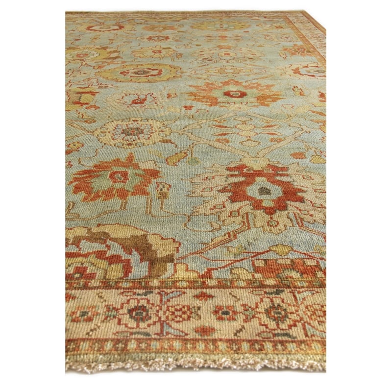 Antique Weave Serapi Hand-Knotted Wool Light Blue/Ivory 9'x12' Area Rug